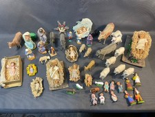 Lot divers santons de crèche personnages, Jésus en cire,  animaux, déco de Noel