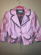  Kay Unger Blazer Jacket SIze 12 Pink Silk Blend Floral Button Up 