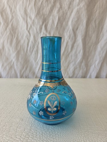Vase ancien verre bleu - vase,