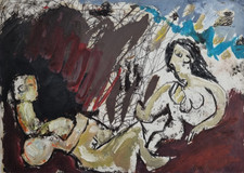 Joan Bennàssar, œuvre originale signée sur papier, technique mixte, 1984