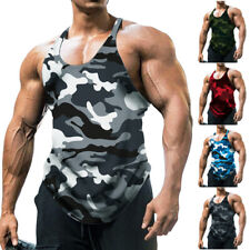 Hommes Camo Print Stringer Bodybuilding Tops Tops Gym De Sport Musclet /
