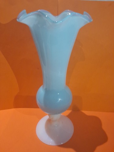 Ancien grand vase opaline bleu - vase,