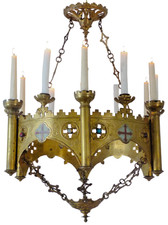 19TH Antique Enameled Large Crown Sanctuary Church Chandelier Ceiling Religious