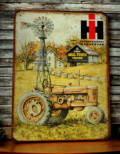 Plaque métal tracteur - métal, ih