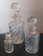 Cristal Baccarat Bambou Tors 3 Flacons Service De Toilette Parfum  B3 