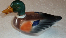 errine colvert vintage en faïence brune et verte de la marque Michel Caugant