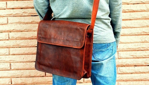 Sac cartable cuir - de, chèvre