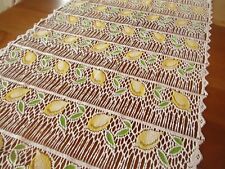 Rideau N°38 blanc filet 64 x 280 cm décor de citrons Neuf pour faire 1 paire