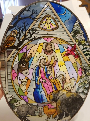 Stained glass baby jesus - glass,
