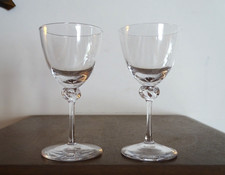 2 verres à vin porto cristal Daum France modele BOLERO signés - H 11,8 cm