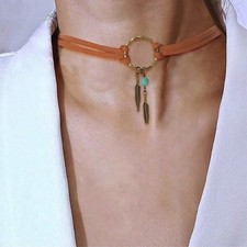 Collier ras cou cuir avec
