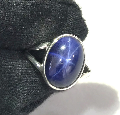 Bague saphir étoile bleue - , en