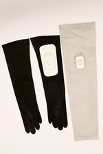 Christian DIOR Longs gants soirée cuir chevreau T6 Pochette Etiquette 1950/1960