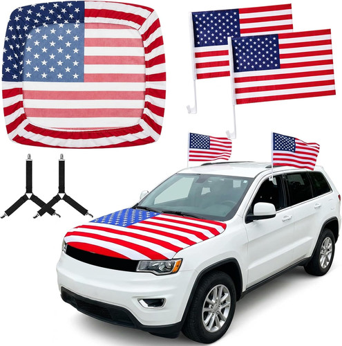 American flag car hood - american,