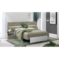 NINO LIGHT - Ensemble Lit 140x190cm avec Leds + 2 Chevets à Poser