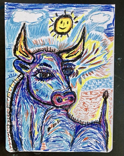 Tableau peinture taureau - tableau,
