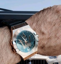 Montre homme Maserati Potenza noire or rose – Bracelet cuir – Neuve en coffret