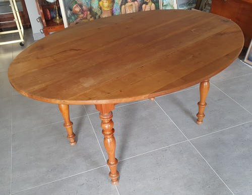 Table ovale merisier - en,