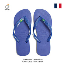 Tongs Havaianas bleues 41/42 - traits aux couleurs du Brésil [NEUF]