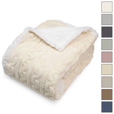 Couverture Plaid En Laine Matrimoniale Motif Tresse 6859