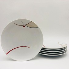 6 Assiettes à dessert en porcelaine. Guy Degrenne.