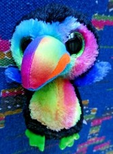 KB/  DOUDOU  PELUCHE TY OISEAU TOUCAN NOIR VERT BLEU 15 CM EXC ETAT