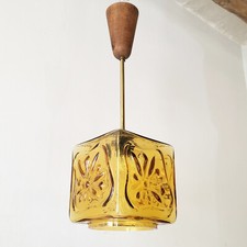 LUSTRE SUSPENSION VINTAGE SCANDINAVE 1960 EN VERRE LAITON & TECK 60S 1960S