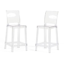 2 tabourets en polycarbonate transparent cuisine bar design élégant moderne...