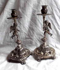 XIX Paire de bougeoirs aux