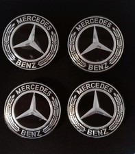 4x Cache Moyeu Logo Noir Centre Roue 75mm