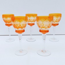 LOT de 5 Grands Verres Anciens En Cristal De Couleur Cristallerie De Lorraine