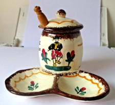 Ancien rare serviteur à condiments en faïence danseur breton Plouec du Trieux