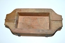 -MOULE A BEURRE ARTICULE en BOIS Ancien 2 FLEURS forme COEUR déco jus de grange