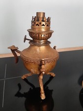 Ancienne petite Lampe A Petrole bronze et cuivre A Main XIXème