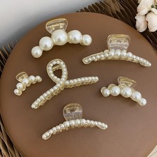 Womens Large Pearl Hair Claw