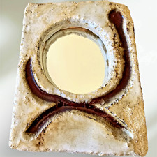 RARE TO FIND FRENCH MID CENTURY CERAMIC MIRROR GALERIE PALISSY VALLAURIS Signed