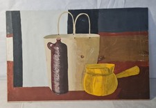 Tableau XXéme Ecole Moderne Gouache 32cm x 50cm. "Nature-morte".