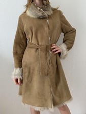 Manteau Femme Beige Daim Cuir Avec Véritable Fourrure De Lapin T 40 Gérald Darel