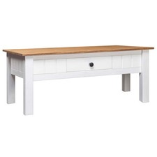 Pin Massif Table Basse Blanc