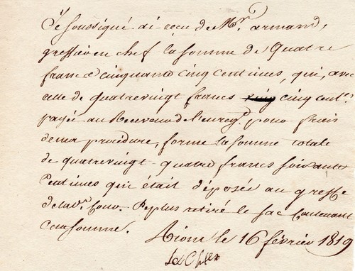 1819 reçu frais justice - 1819,