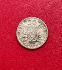 Belle et peu courante monnaie argent de 50 centimes Semeuse 1911. Etat TB/TB+