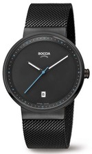 Montre Pour Homme Boccia Titanium 3615-02 Noir Verre Saphir Bracelet Milanaise