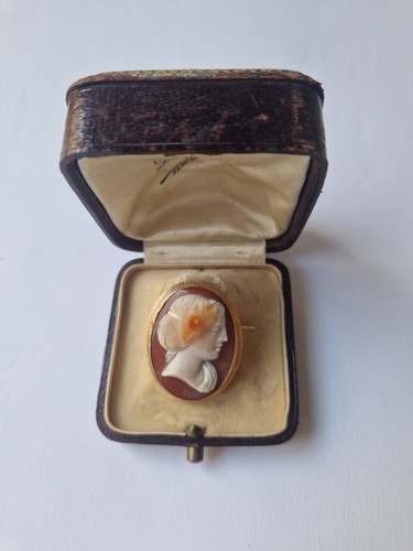 Broche camée ancien profil - camée,