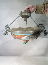 ANCIEN LUSTRE EN BRONZE ET PORCELAINE EXTREME ORIENT PERSONNAGES NAPOLEON III