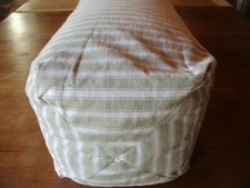 Traversin polochon coussin oreiller ancien en plumes toile à matelas 119 x 24 cm