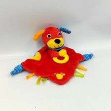 Doudou plat chien rouge bleu jaune BRUIN TOYS R'US - 34862