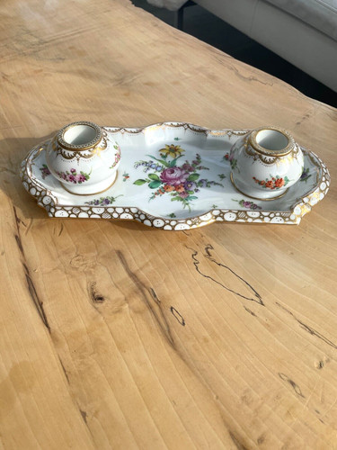 Ancien encrier porcelaine - ancien,