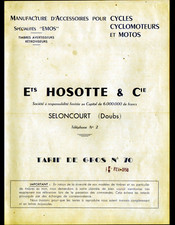SELONCOURT 25: USINE de KLAXONS & RETROVISEURS pour MOTOS VELOS "HOSOTTE" en1958