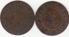 Monnaie Colonie Royale Louis XVI 2 Sous de Cayenne 1789 A
