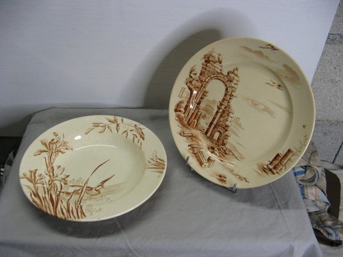 Lot assiettes sepia gien - 2,